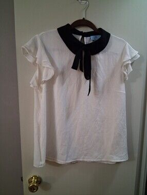 Cece Womens Ruffle Sleve Blouse Large